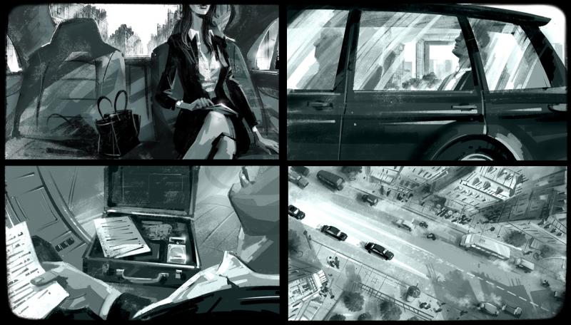 Tonal storyboard for a commercial